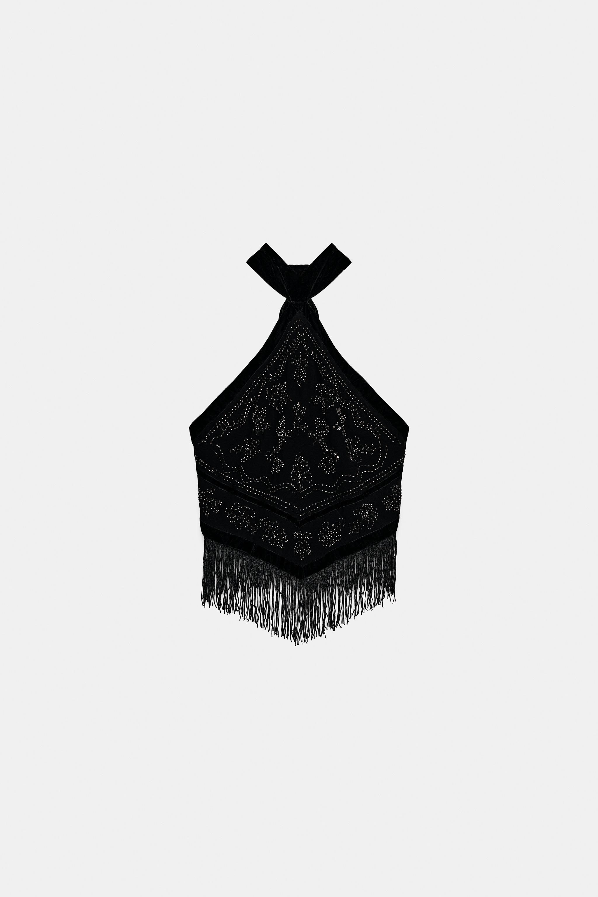 TOP EN GEORGETTE HALTER À FANTAISIE